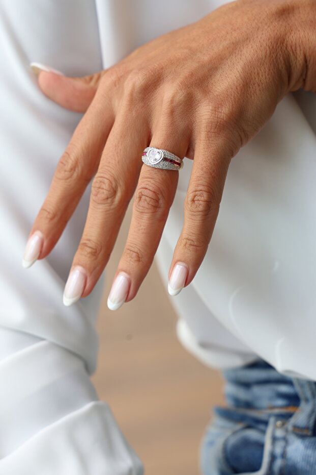 Taşlı Kalp Yüzük - 3