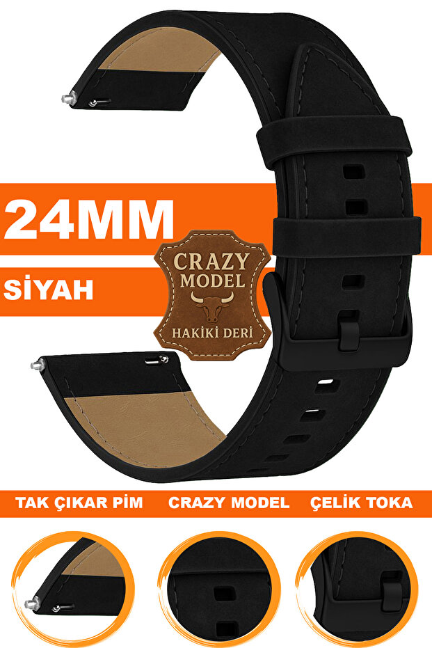 Crazy Leather Genuine Leather Watch Band Strap Compatible with 24mm Watches L10Hwc-24Mm