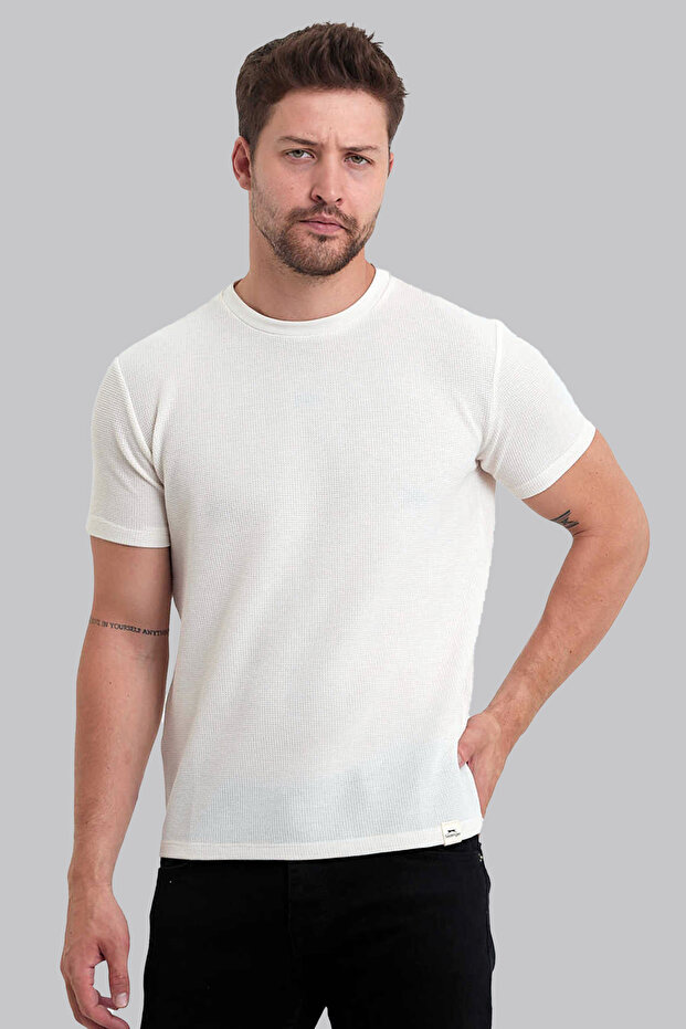 Men's Waffle Textured Short Sleeve Slimfit T-Shirt
