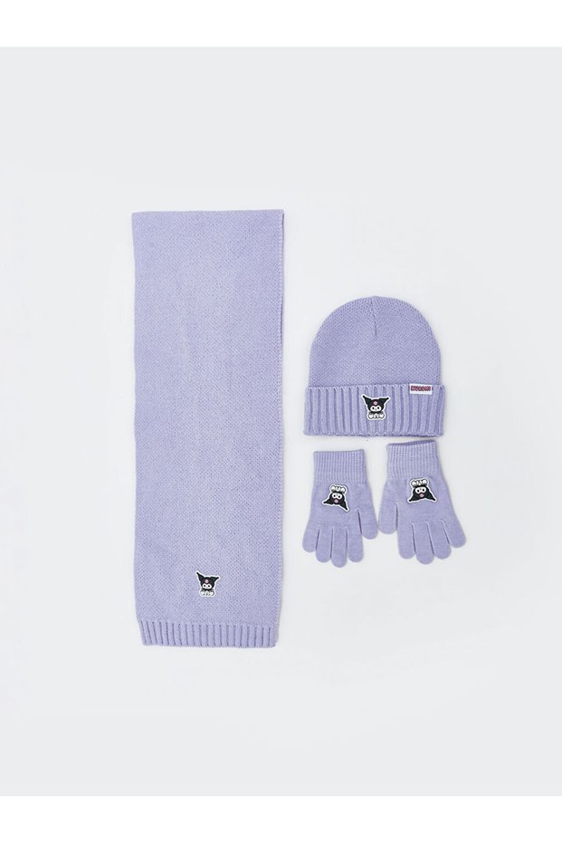 Kuromi Embroidered Girls' Scarf, Beanie, and Glove Set for Style Enthusiasts from Uzg Store