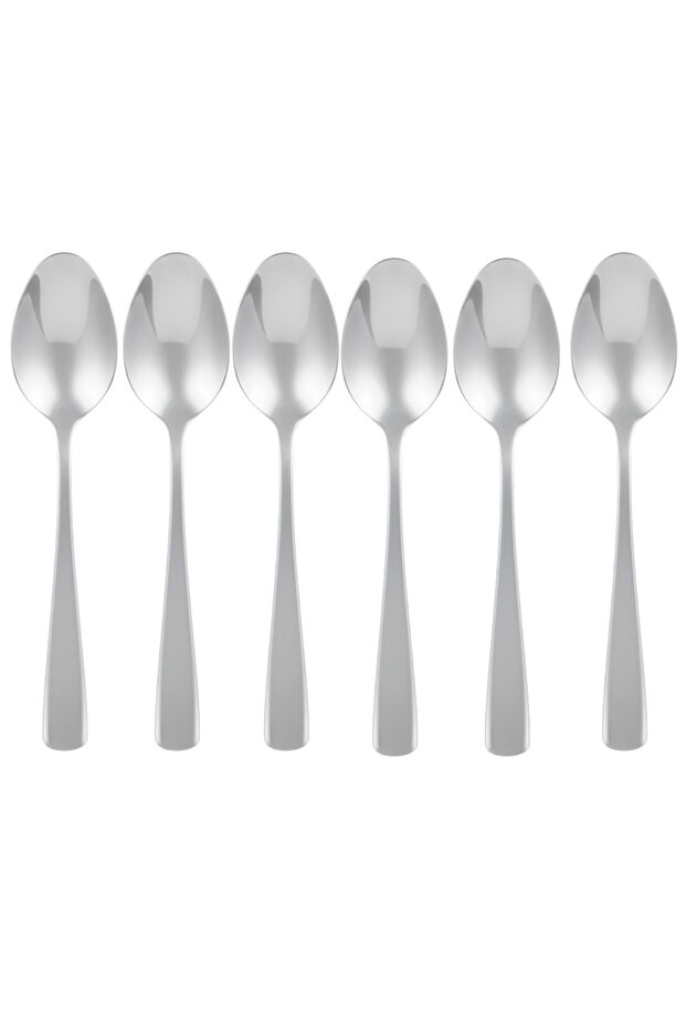 طقم ملاعق 6 قطع فضي - كبير - 1