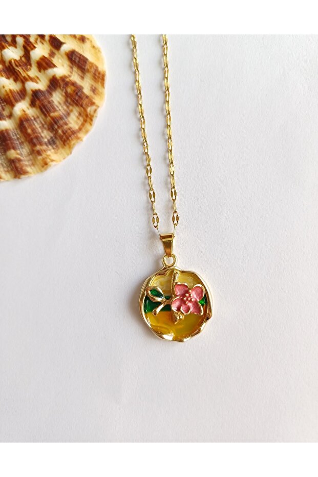 Vintage Red Flower Necklace