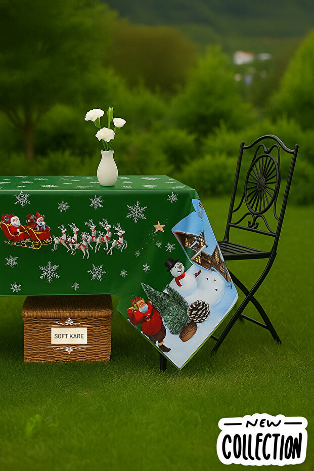 New Year Themed Pvc Fiber Tablecloth – Waterproof, Easy to Clean, Stylish Design