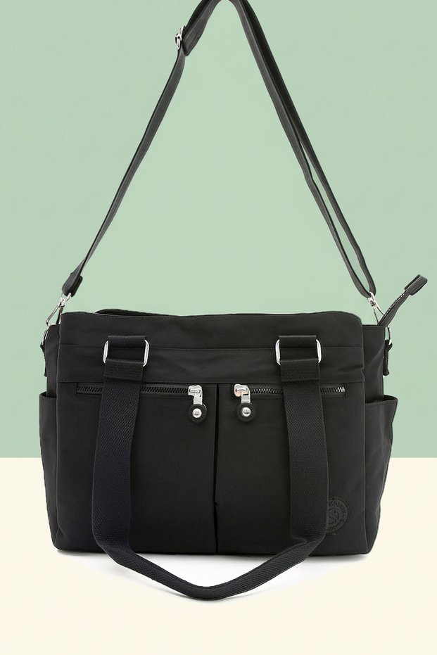 Women's Large 6 Compartment Crinkle Crossbody Shoulder Bag & College & Casual Bag (35X28 cm)