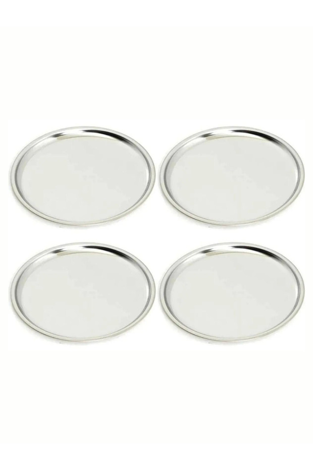 Stainless Steel 4 Pieces 27 Cm Round Serving, Cake, Cookie, Treat Plate, Serving Plate 4 Pieces
