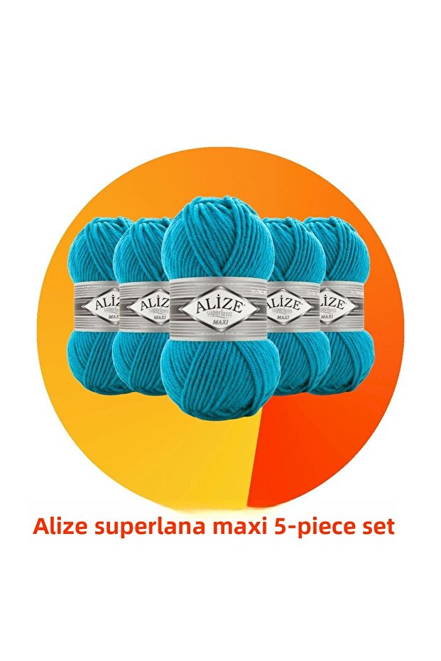 Superlana Maxi Set of 5 Thick Hand Knitting Yarn 484 Turquoise