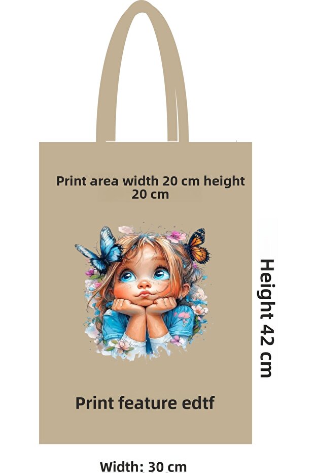 46 Thread Dtf Printed Cloth Bag with Handle – 30X42 cm Raw Cloth