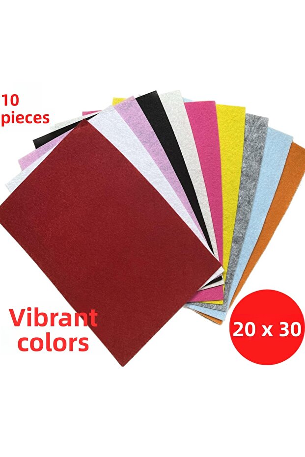 Colored Felt 20X30 cm 10 Colors 180 Gr Fine Craft Hobby Craft Felt 1 mm