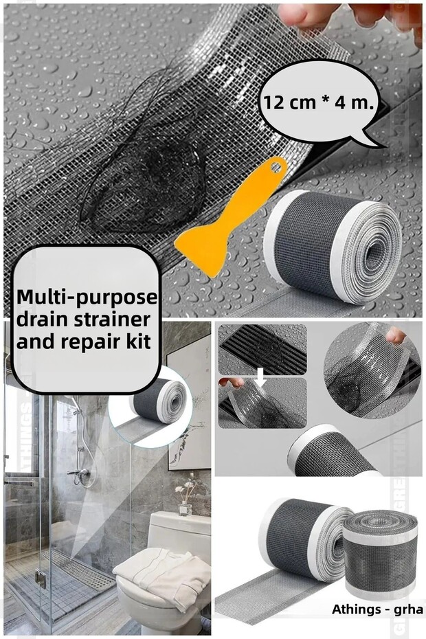Multi-Purpose Drain Strainer, Hair Hair Holder and Flapper Repair Kit 12 cm * 4 Meters
