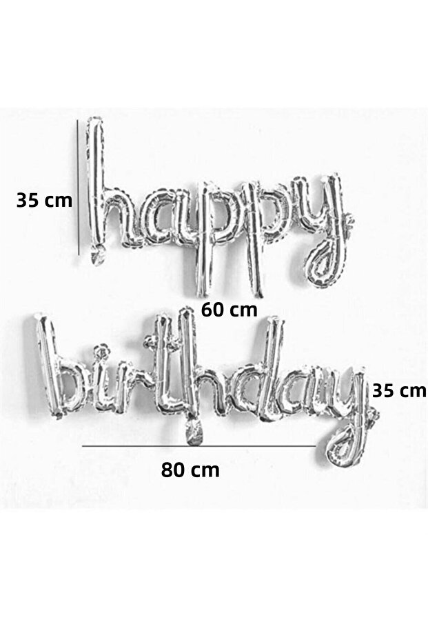 Happy Birthday Silver Signature Handwritten Foil Balloon