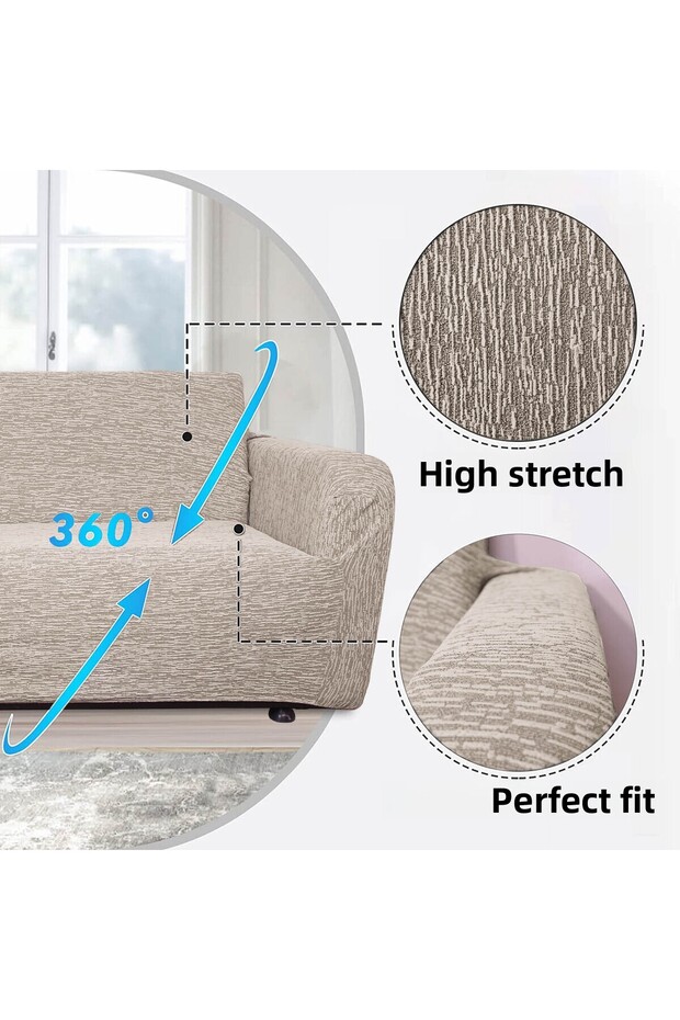 Jacquard Plain Pattern Lycra Flexible Washable Sofa Cover 3+2+1+1 Sofa Set Sofa Cover - 5