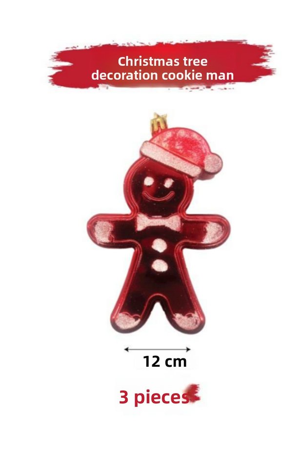Brs-3665 Christmas Tree Decoration Cookie Man 12 cm 3 Pcs