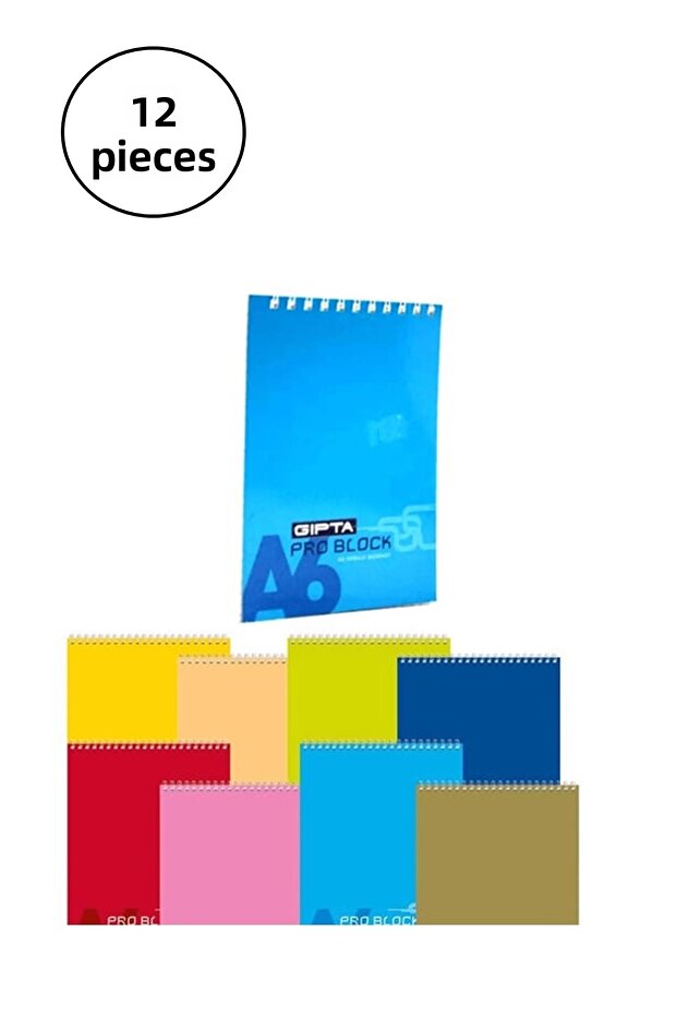 Pro Block A6 - 40 Sheets, 12 Spiraled Cardboard Memo Pads (Notepad) - 1