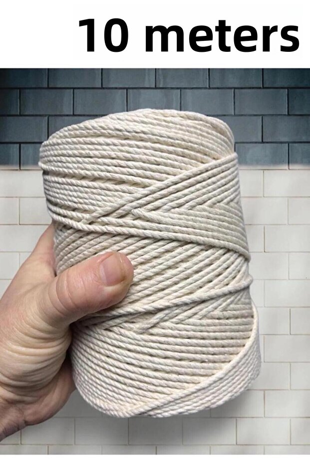 10 Meters - 3mm, 3 Twists Quality Cotton Macrame - (3mm. - 10 Meters, Not a Ball)