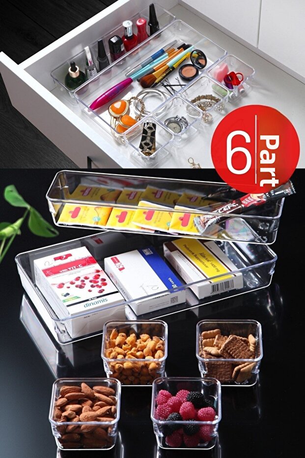 6 Piece Drawer Punto Drawer Organizer Transparent