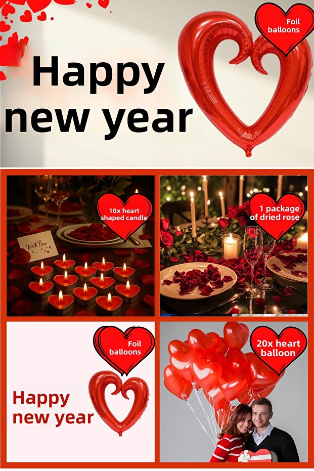 Happy Anniversary Balloon with Red Heart Romantic Anniversary Valentine's Day Marriage Proposal Material Ornament