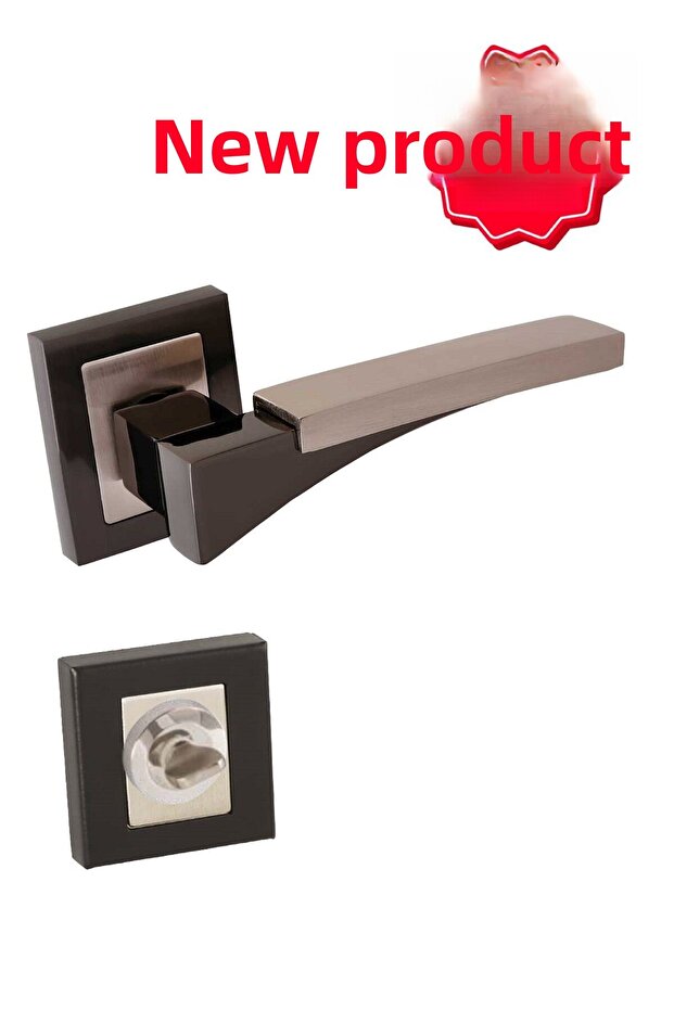 Πολυτελές Coral Matte Black Satin Square Rosette Zamak Wc Λαβή πόρτας / Για πόρτες Wc - 1
