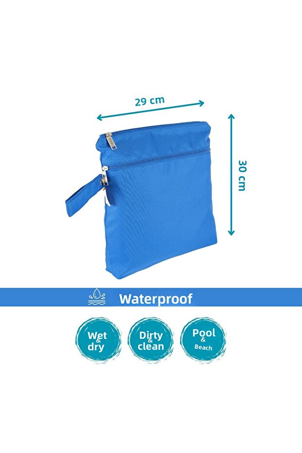 Mami Kids Wet&dry Waterproof Wet Dry Dirty Clean Beach Pool Nursery Functional Cobalt Blue Bag