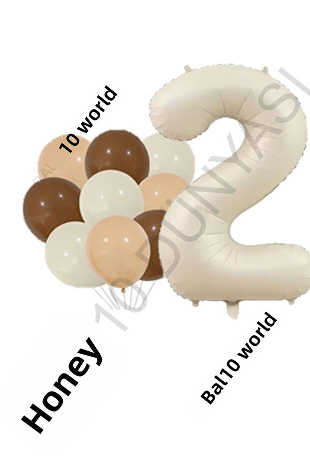 Beige Number and Latex Balloon Set Age 2