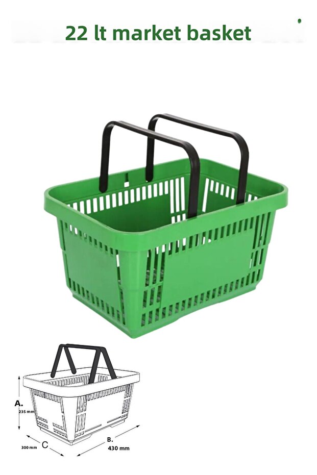 22 Liter Market Basket, Shopping Basket, Market Basket with Handle
