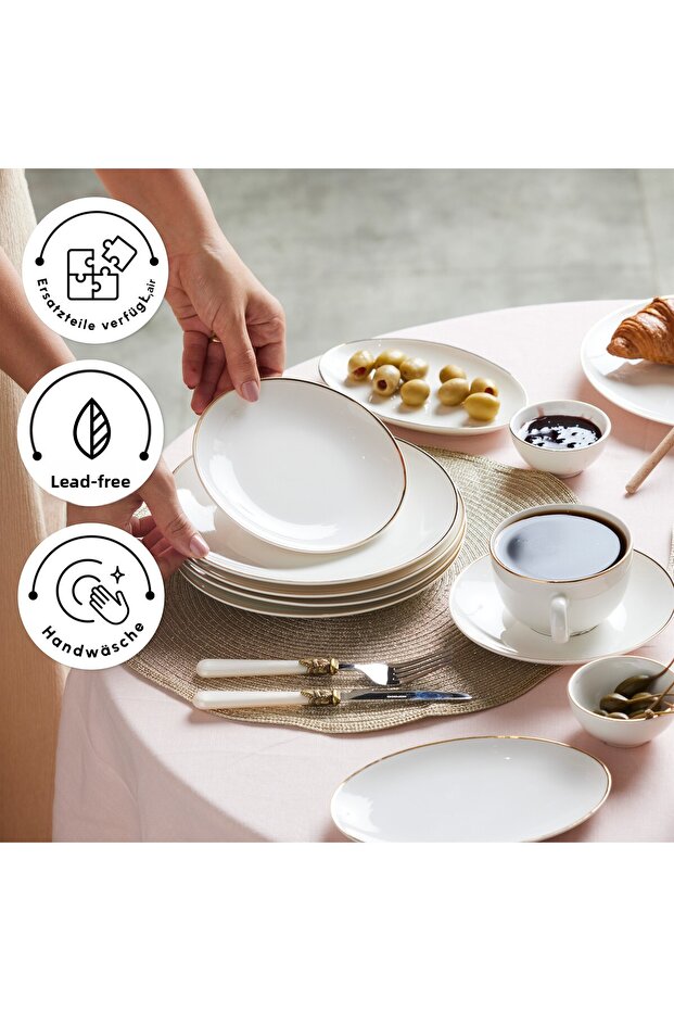 Marcelo Gold Sada nádobí a nádobí pro 6 osob 26dílná sada Geschirrset Frühstücksset - 8