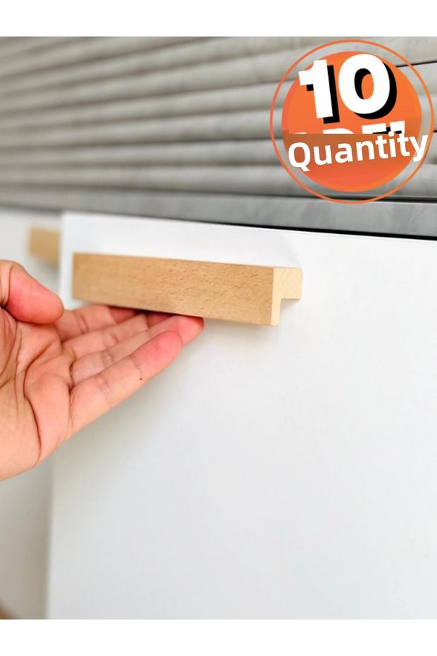 Cabinet Handles, 10 Pieces - 128 Mm (12.8 CM) - Natural Wooden Handles, Drawer Handles, Kitchen Cabinet Handles