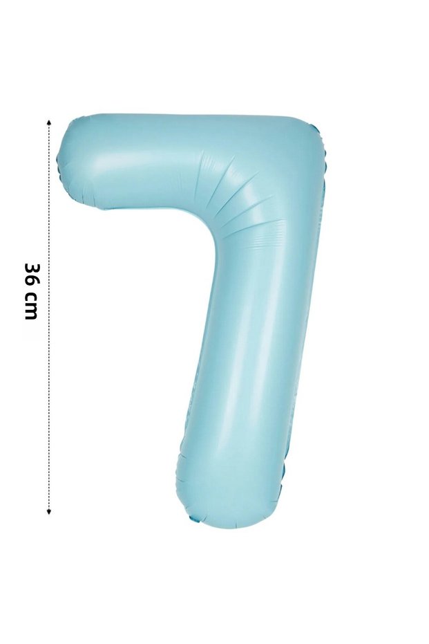 Foil Balloon 7 Number Helium Balloon 36 cm Retro Blue Color - 7 Years Old Balloon - 7 Years Old Balloon -7 Number Balloon