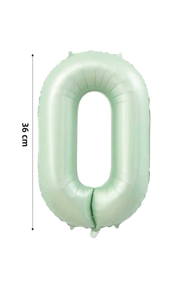 Foil Balloon 0 Number Helium Balloon 36 cm Retro Green Color - 0 Age Balloon - 0 Age Balloon -0 Number Balloon