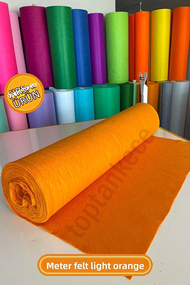 Meter Thin Soft Felt Fabric 1 mm Light Orange - 1 Meter (100X100 cm), Orange Felt