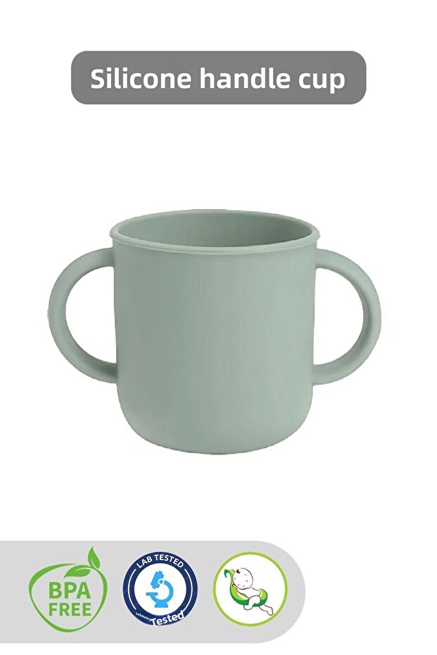 Silicone Baby Cup with Handles - Double Handled Silicone Cup Green