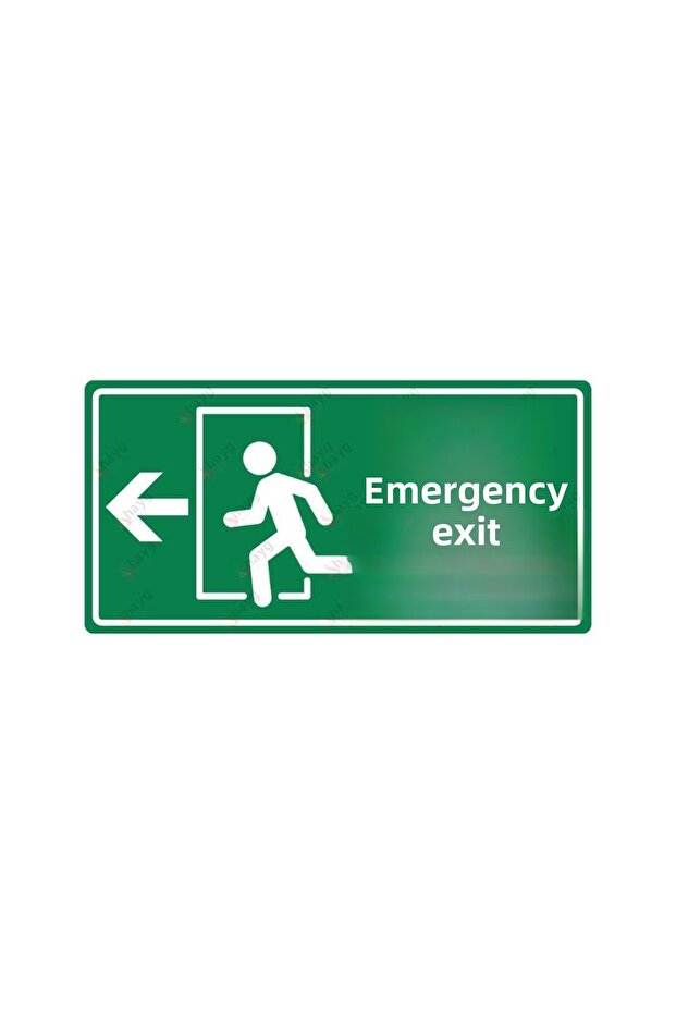 Emergency Exit Sign - Left - Uv Printing on Dekota - 15cm X 30cm