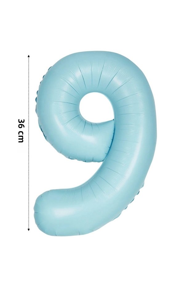 Foil Balloon 9 Number Helium Balloon 36 cm Retro Blue Color - 9 Years Old Balloon - 9 Years Old Balloon -9 Number Balloon
