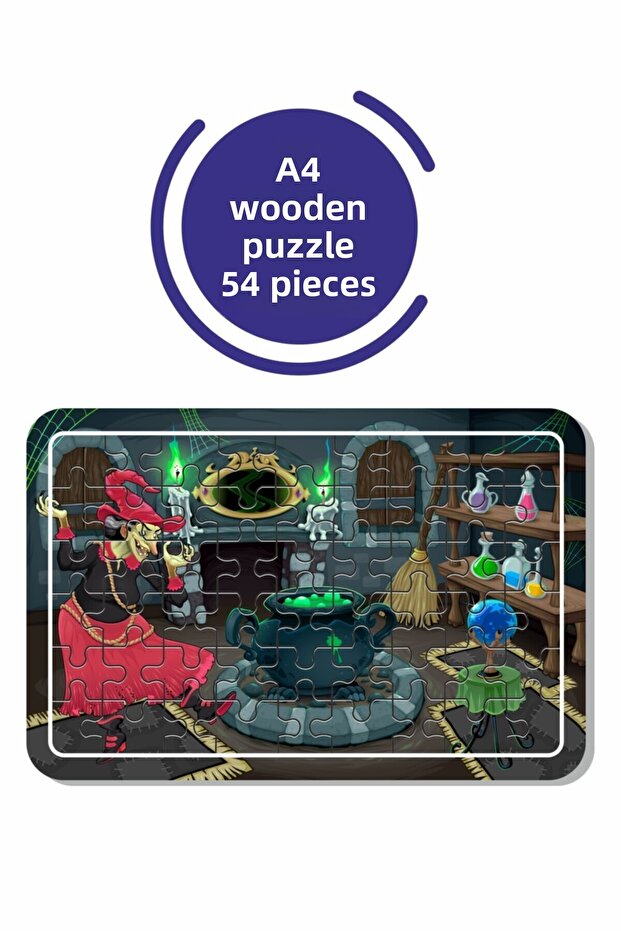 أحجية The Witch and the Witch's Cauldron A4 مكونة من 54 قطعة، لعبة، منشار تركيب