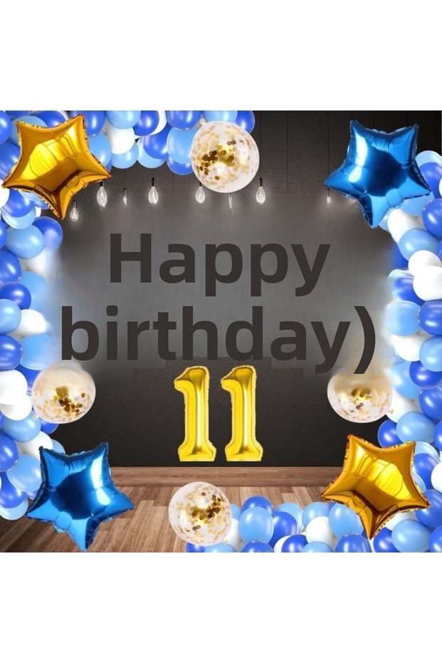 Best Blue Happy Birthday Foil Gold Number Balloon Set Age 11