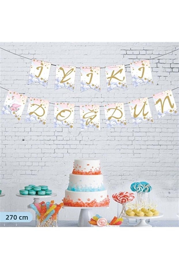 Happy Birthday Swan Pink-Gold Bnr-055