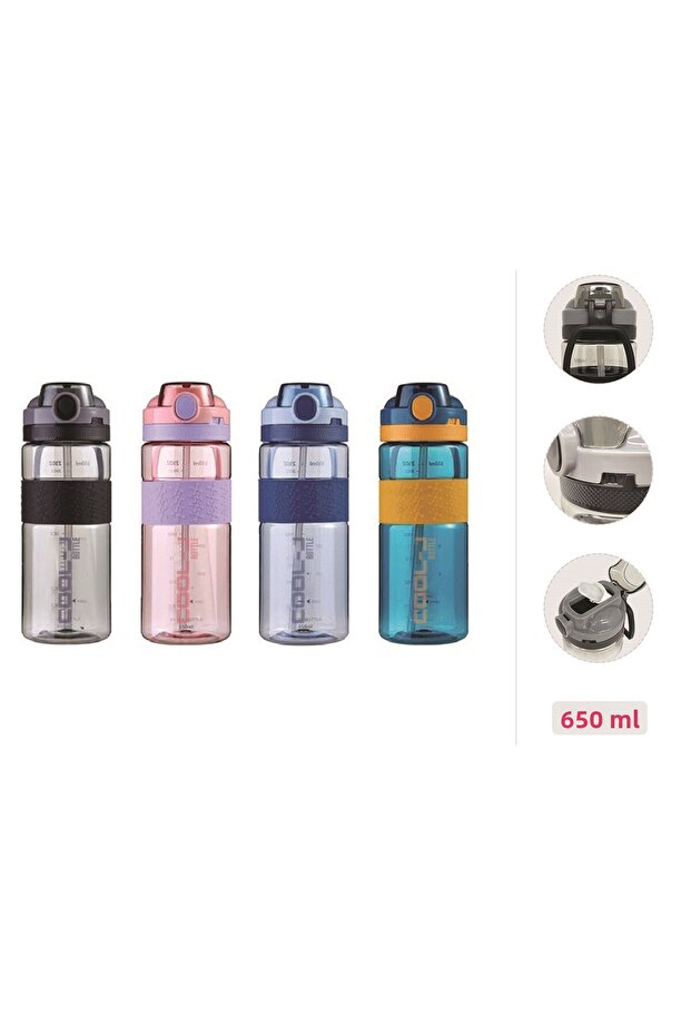 Cool-J 7570 650 ml - Water Bottle with Straw, 4 Colors Mix Pctg