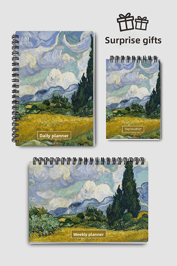 Van Gogh 3-Piece Planning Set, Daily Planner, Weekly Planner, To-Do List, Academic Agenda