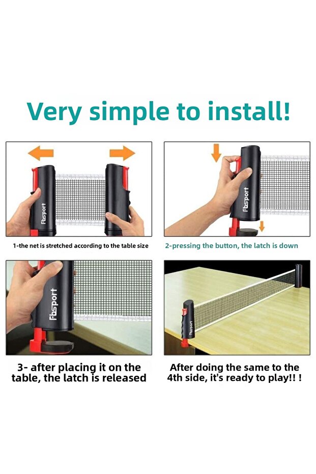 Table Tennis Net Racquet Ball Set 6 Ping Pong Net with Automatic Tensioning Mechanism Compatible with All Tables - 5