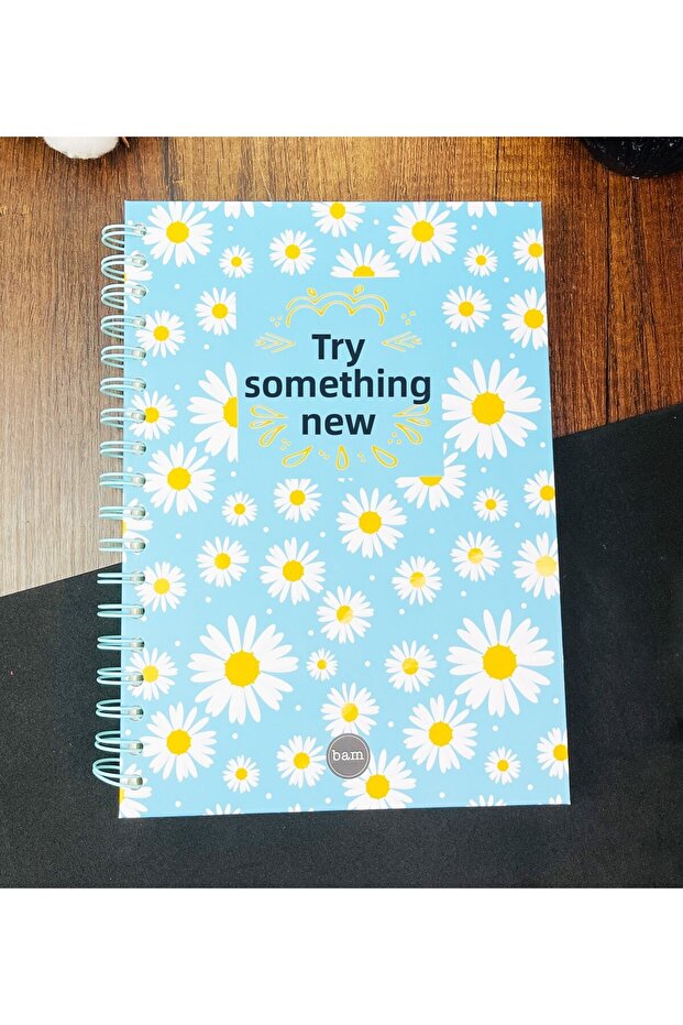 Blue Daisy Designed Lined Spiral Notebook - 2