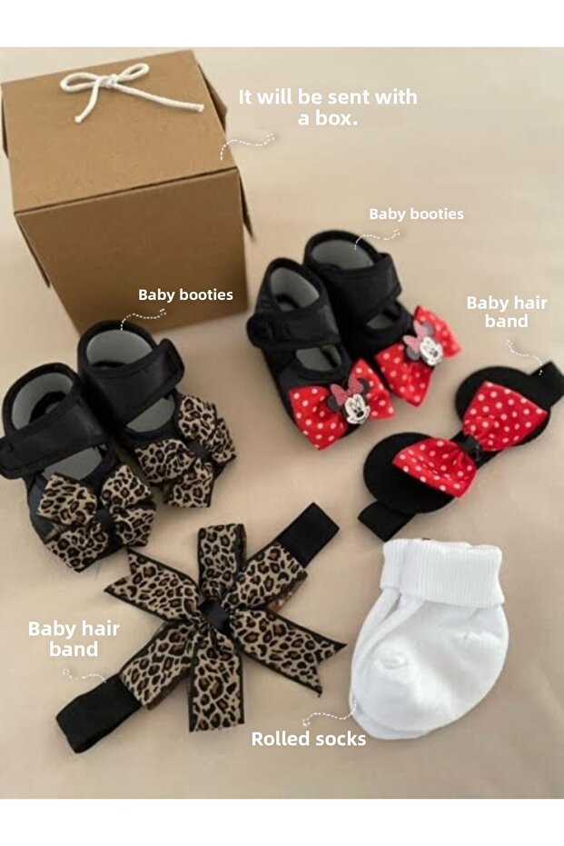 Baby Girl Patterned Booties / Newborn Gift / Mevlüt Booties with Headband