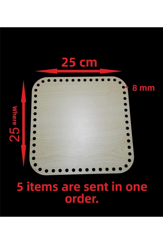 Wooden Square 25 cm 5 Pcs Bamboo Tray Knitting Plate Subla Perforated Coaster Crochet Base Craft Basket Base