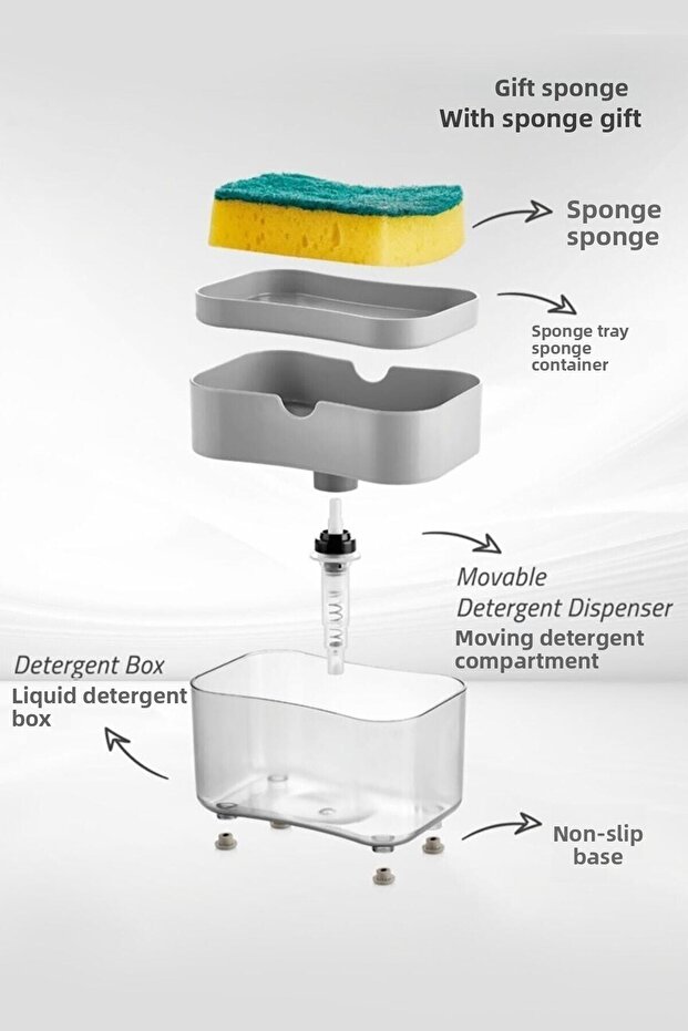 Push-Push Detergent Container Sponge Holder Including 1 Sponge 650ml - 7
