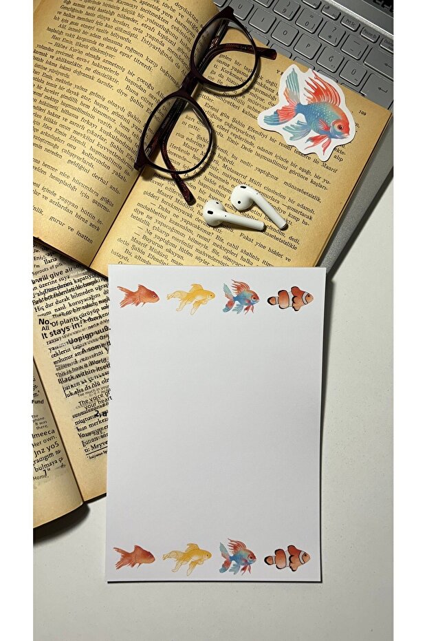 Fish Themed Notepad Pull Pull Notebook, Glue Memo Pad, A5 Notebook, Unlined Notebook - 3