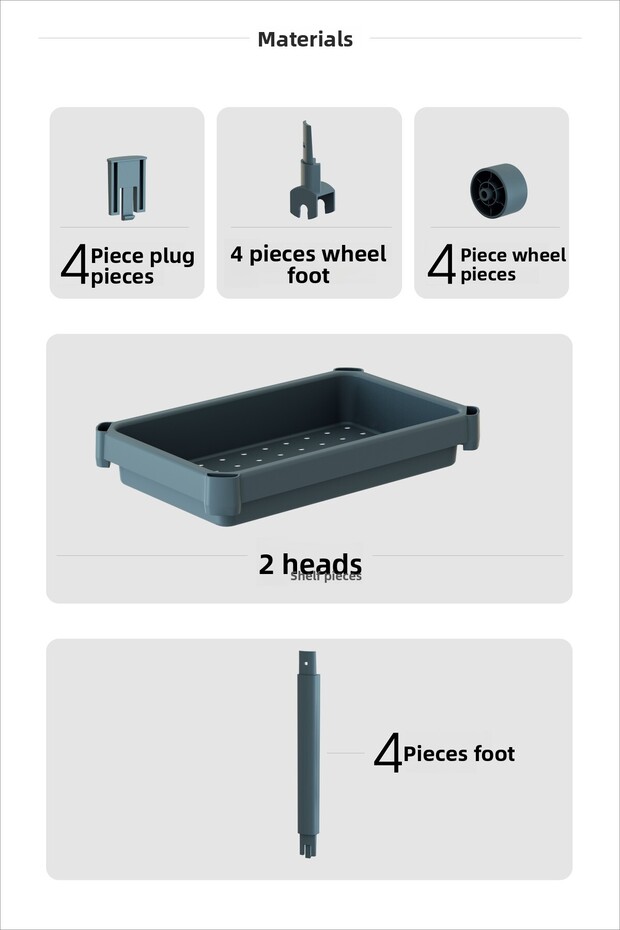2 szintes kerekes rendszerező mosószer tartó konyha, fürdőszoba polc, szekrény, munkalap, mosogató alatti szürke - 4