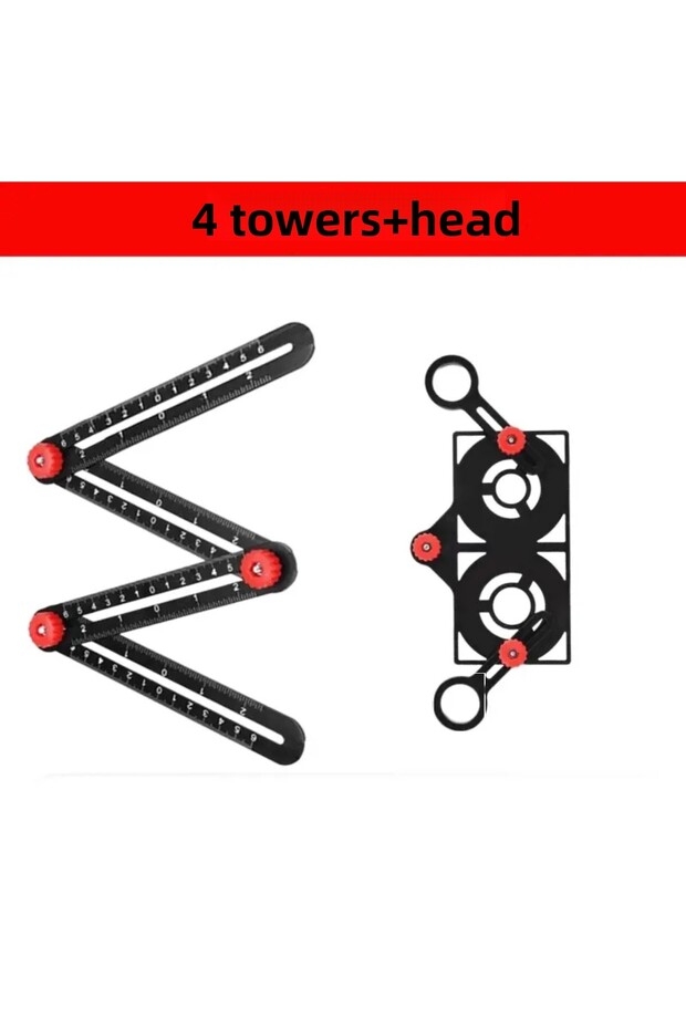 Tile Engineer 4 Lever Ruler - Tile Hole Locator, Ruler Angle Finder, Folding Measuring Protractor Template Ruler - 1