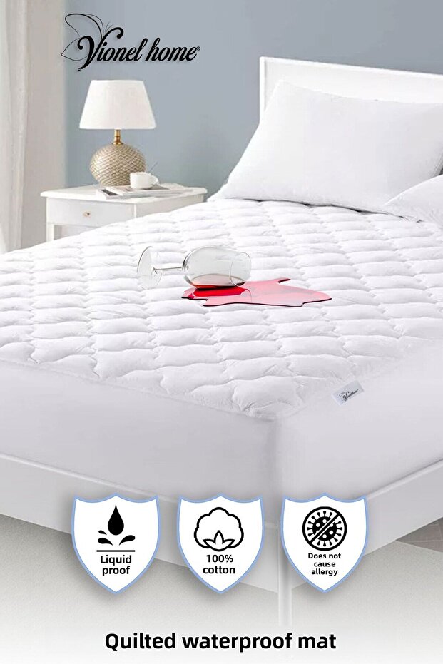 100% Cotton | Quilted Liquid-Proof Mattress Cover | Full Edge, Single, Double Mattress Protector Mattress Pad