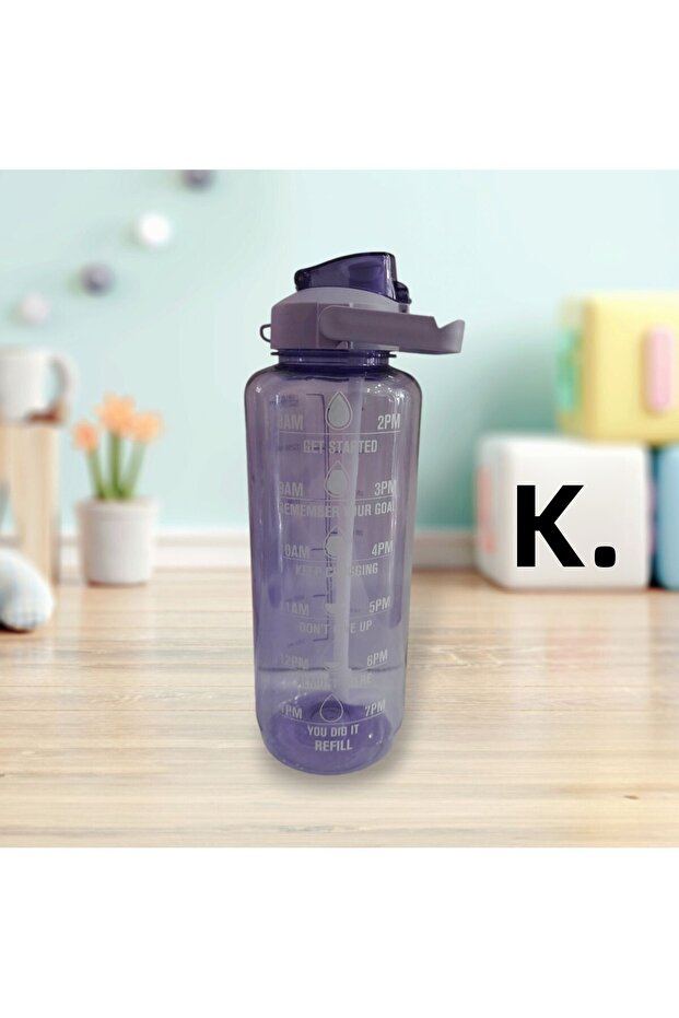 Motivational Transparent Sports Water Bottle with Straw 1500 ml