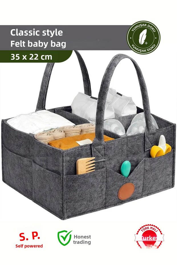 Felt Mother Baby Care Bag Newborn Baby Changing Organizer Portable Organizer