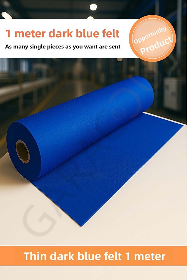 Meter Thin Felt Fabric 1 mm Dark Blue - 1 Meter (100 cm X 100 cm)