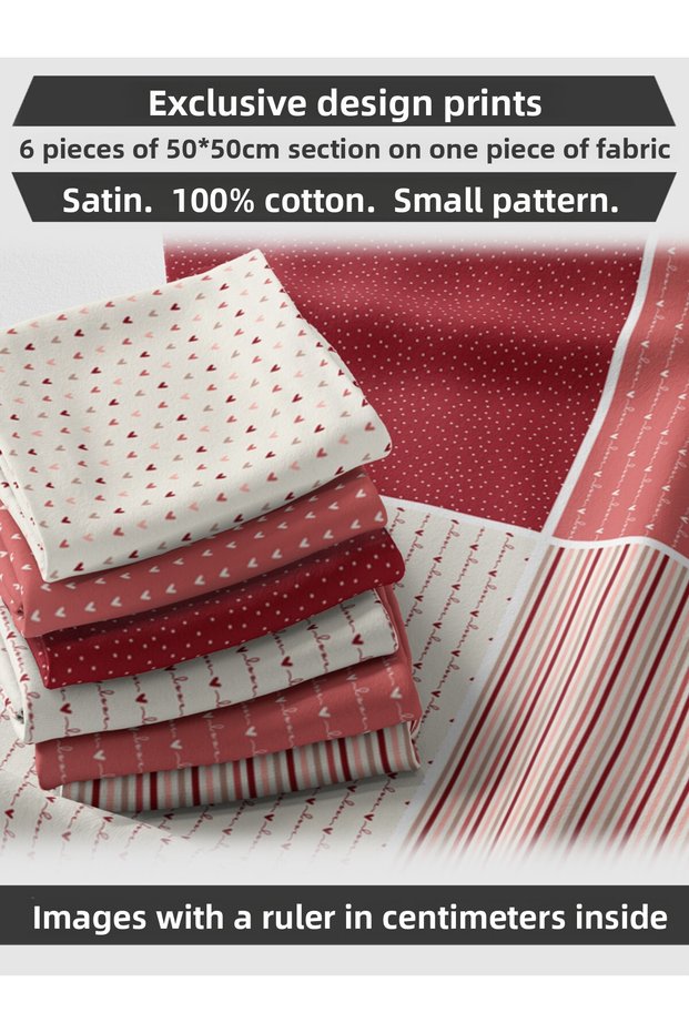 Set of 6 50x50 cm 100% Cotton Patchwork Fabric – For Sewing and Handicrafts